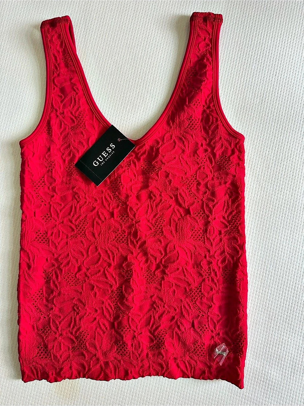 GUESS Vina Seamless Tank Floral Tank Top Red XS